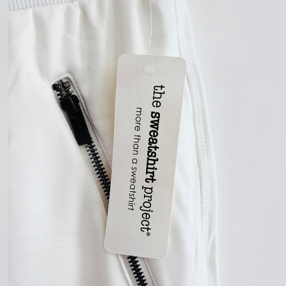 The Sweatshirt Project White Moto Joggers | Quilted Panels NWT M Zip Pockets - Picture 4 of 6